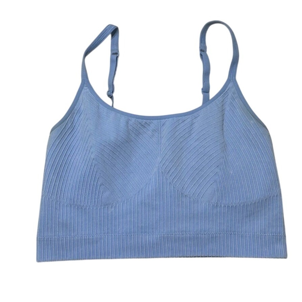 Aerie Ribbed Seamless Bralette Women Medium Blue Good Adjustable Crop Top